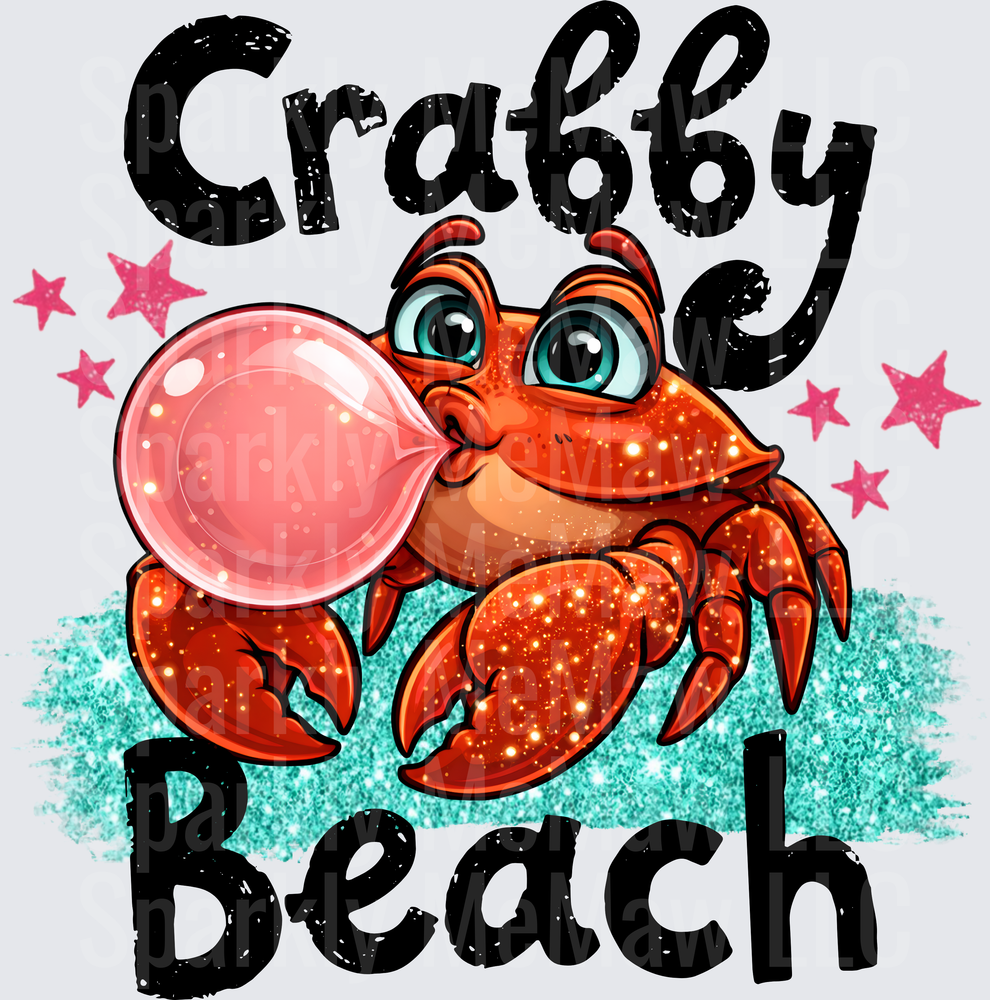 Crabby Beach Cartoon Crab with Bubblegum UV DTF Decal