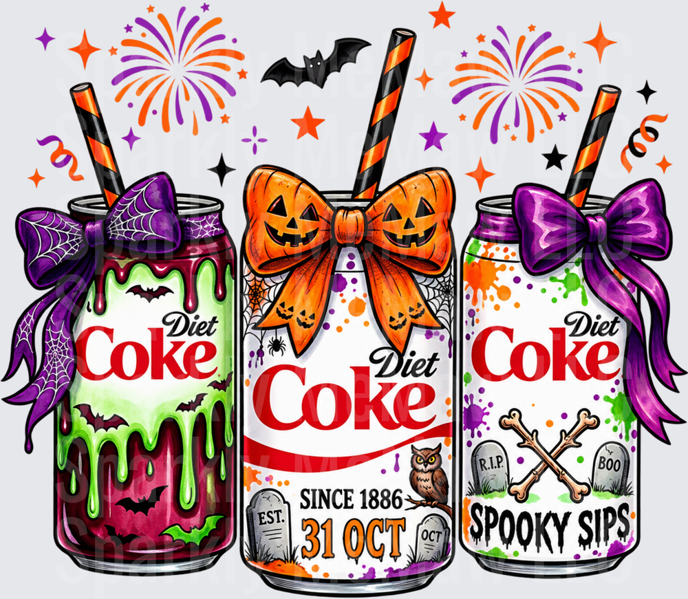 Halloween Diet Coke Spooky Sips UV DTF Decal