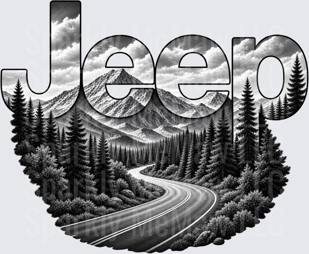 Jeep Mountain Road Scene UV DTF DECAL (HARD SMOOTH SURFACE)