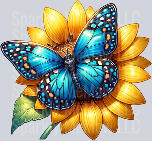 17 Sunflower Butterfly Clip Art UV DTF Decal
