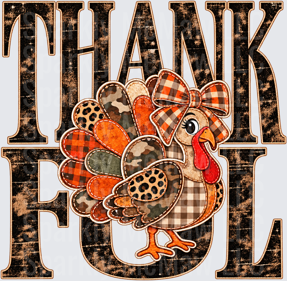 Thankful Turkey Patchwork UV DTF Decal
