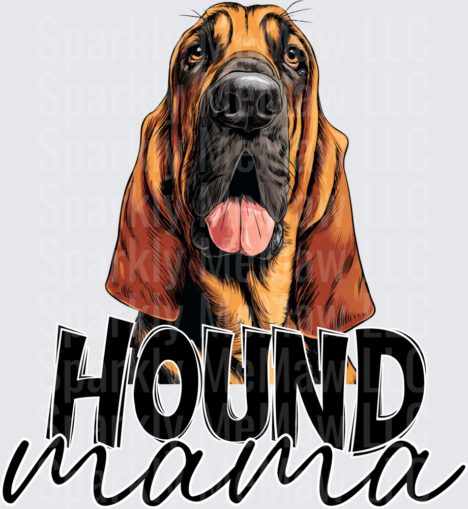 Bloodhound Dog Face with Hound Mama Text UV DTF Decal