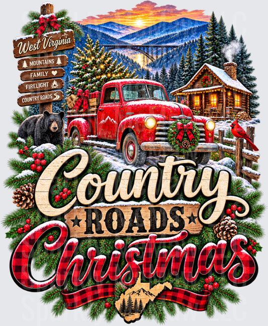 West Virginia Country Roads Christmas UV DTF Decal