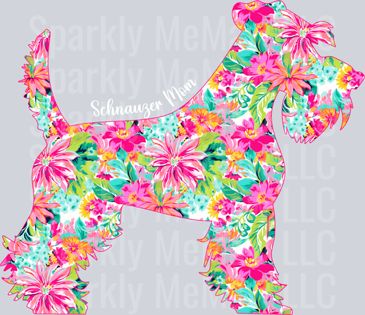 Schnauzer floral UV DTF Decal