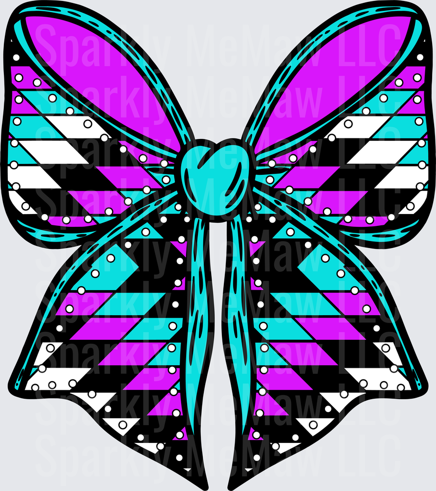 Colorful Geometric Butterfly with Purple Teal Black Stripes and White Dots UV DTF Decal