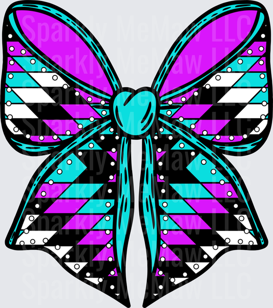 Colorful Geometric Butterfly with Purple Teal Black Stripes and White Dots UV DTF Decal