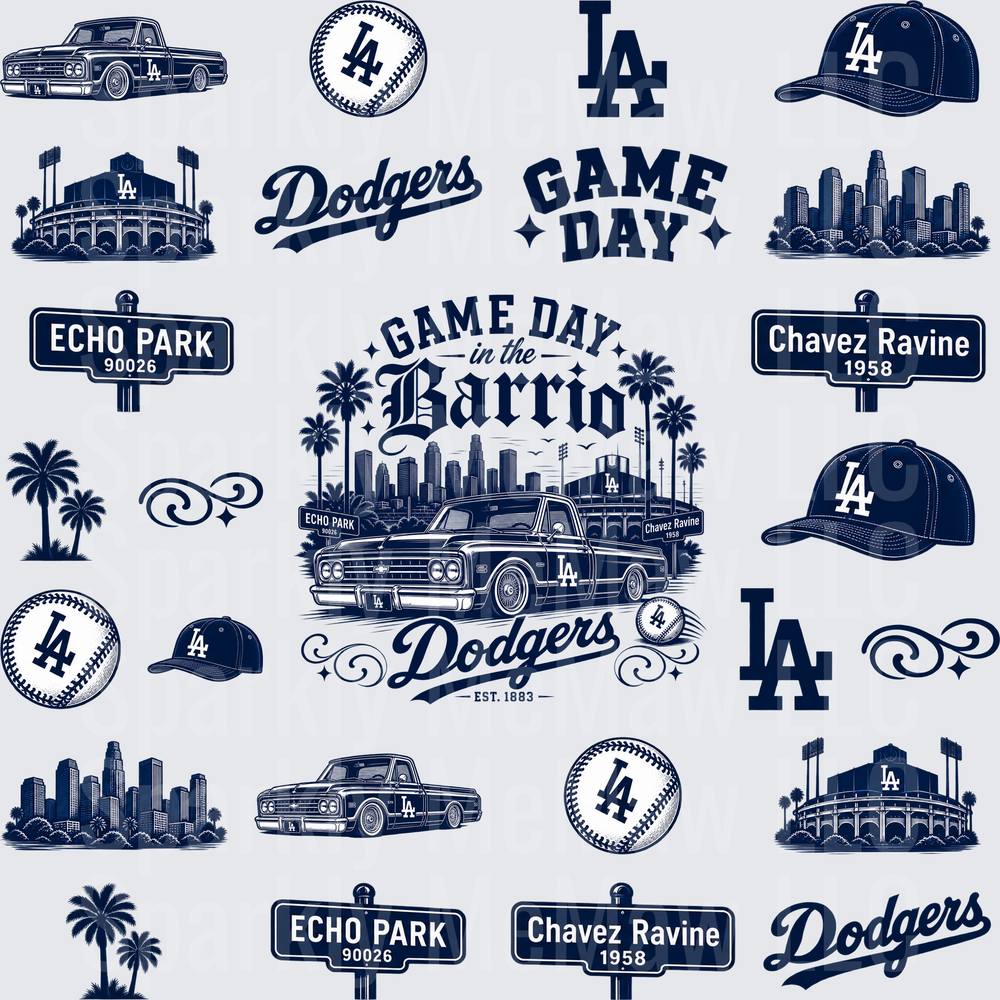 Los Angeles Dodgers Game Day Barrio – this is a 10 inch cut and stick UV Decal Sheet