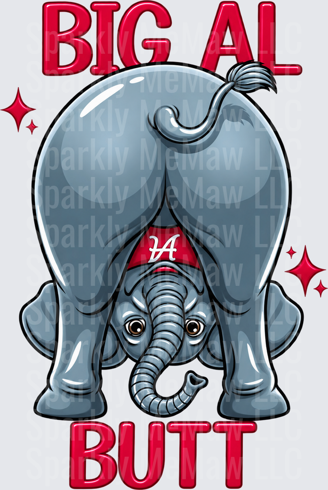 Big Al Butt Alabama Elephant is a UV DTF Decal