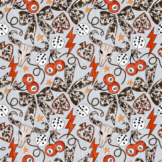 Western Cowprint Dice,bows, 10x10 UV DTF Sheet