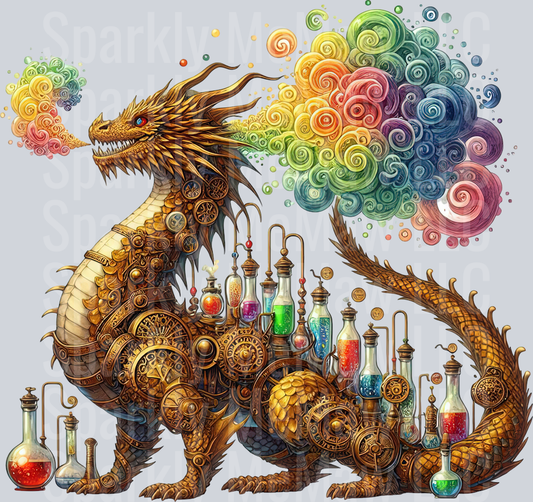 73 Steampunk Dragon UV DTF Clip Art Decal