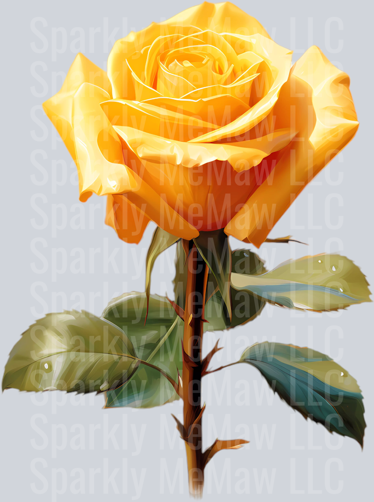 Realistic Yellow Rose 8 Clip Art UV DTF Decal