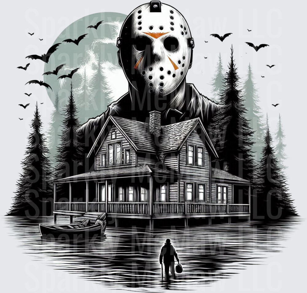 Jason Voorhees Friday the 13th Camp Crystal Lake Cabin Scene UV DTF Decal