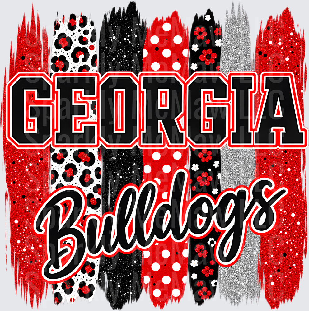 Georgia Bulldogs Mixed Pattern - This is a UV DTF Decal
