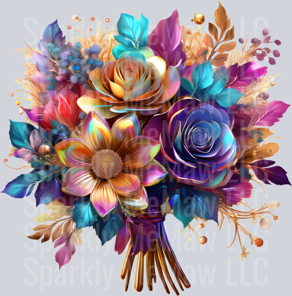 jewel tone floral clipart (142) UV DTF Decal