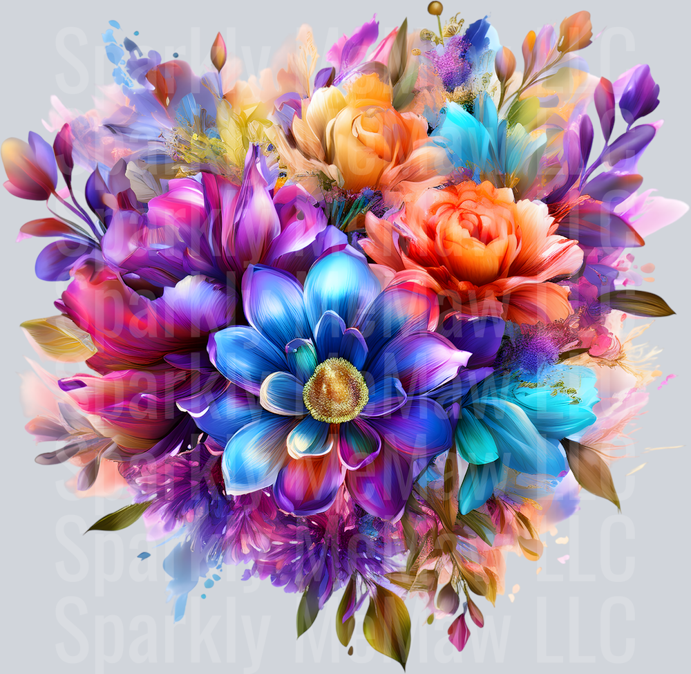 jewel tone floral clipart (126) UV DTF Decal