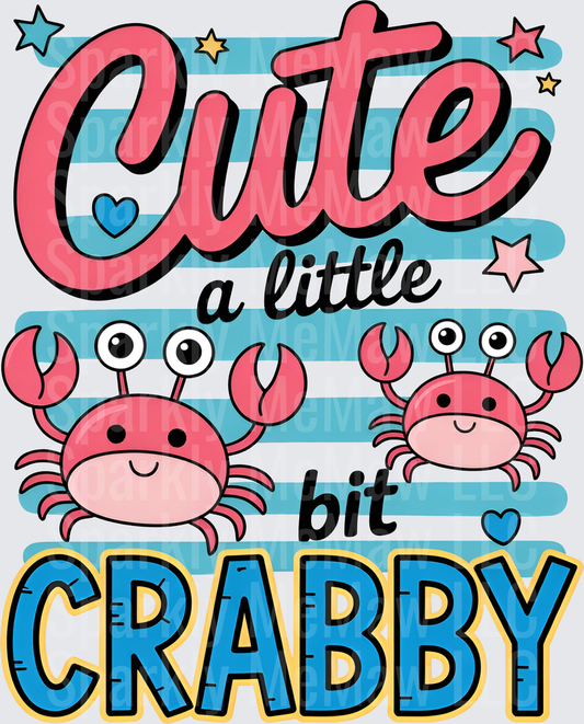 Cute a Little Bit Crabby Pink Crabs with Stars UV DTF Decal