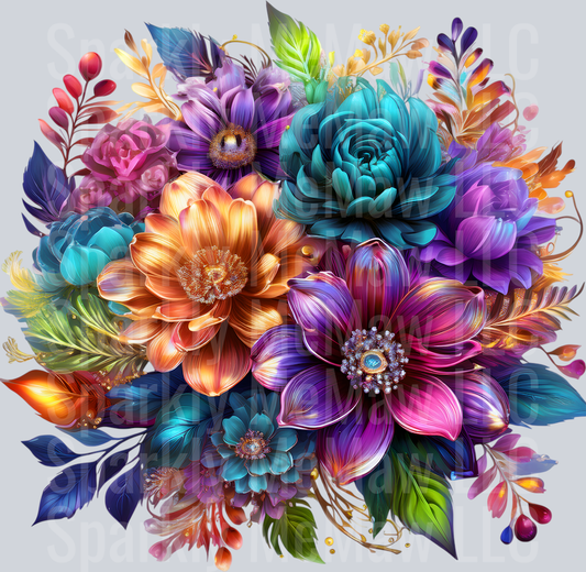 jewel tone floral clipart (117) UV DTF Decal