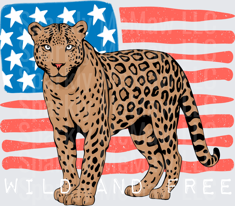 Leopard Standing on American Flag Background UV DTF Decal