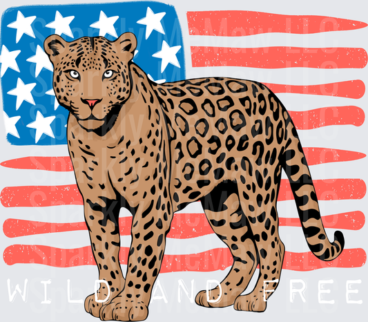 Leopard Standing on American Flag Background UV DTF Decal