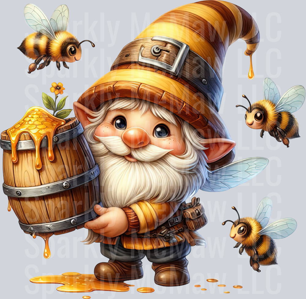 59 Bee Gnome UV DTF Clip Art Decal