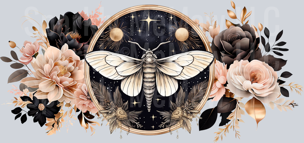 Moth With Flowers UV DTF 16 oz Wrap
