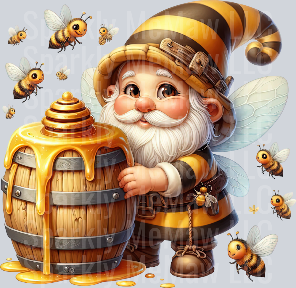 25 Bee Gnome UV DTF Clip Art Decal