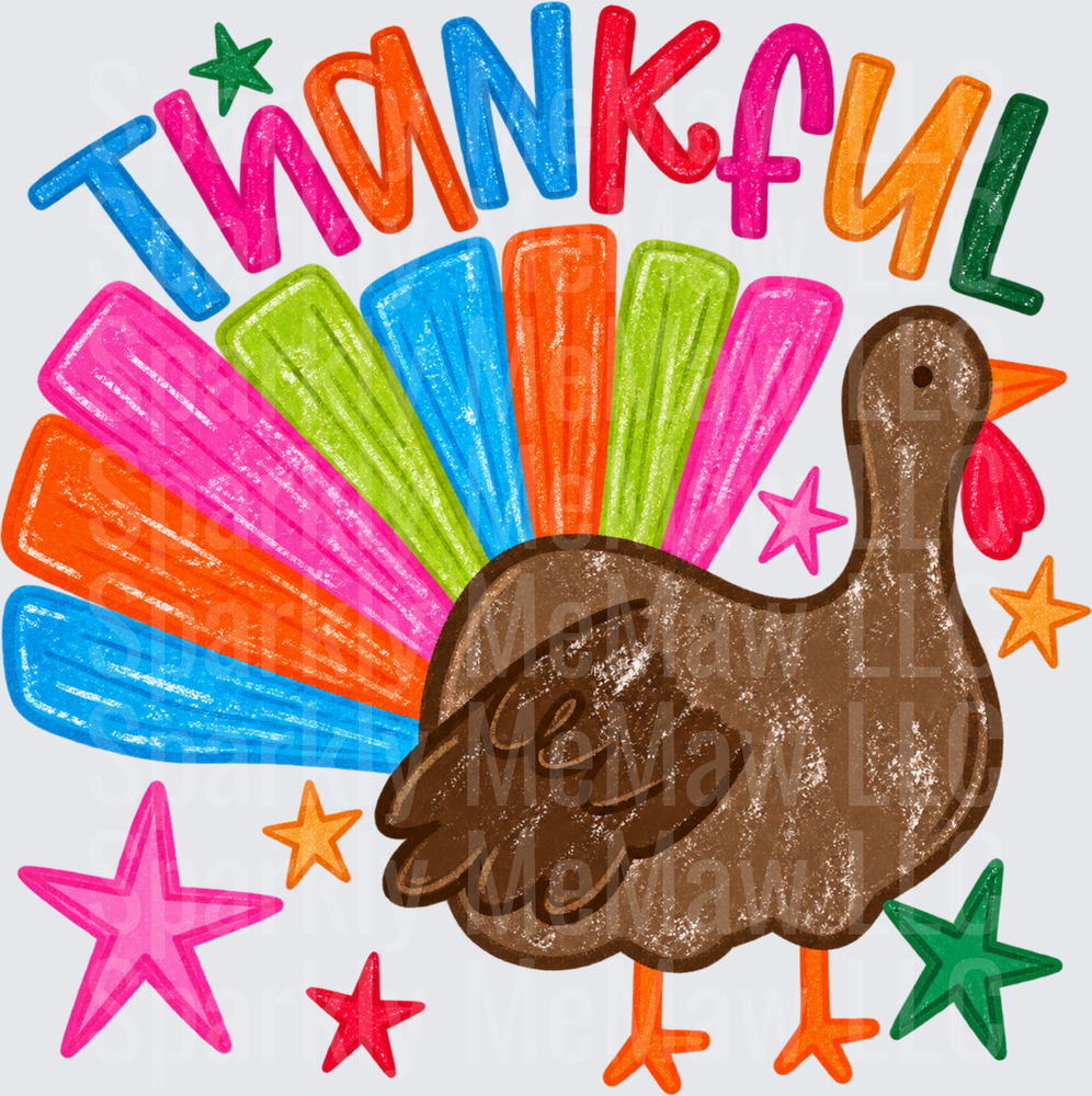 Thankful Turkey Colorful Thanksgiving UV DTF Decal