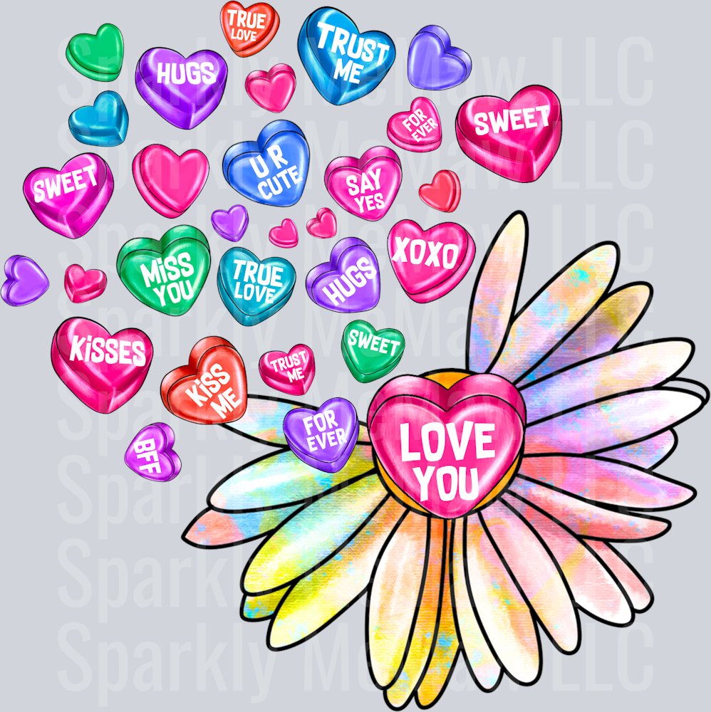 Valentine Flower Love You Sunflower DTF Transfer