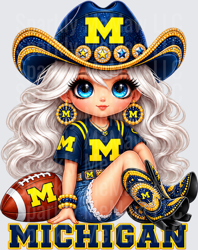 Cute Michigan Wolverines Cowgirl UV DTF Decal