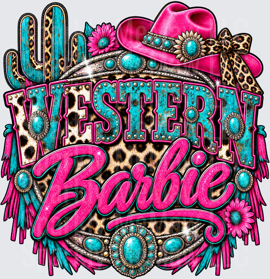 Western Barbie Cowgirl DTF Transfer for Fabrics