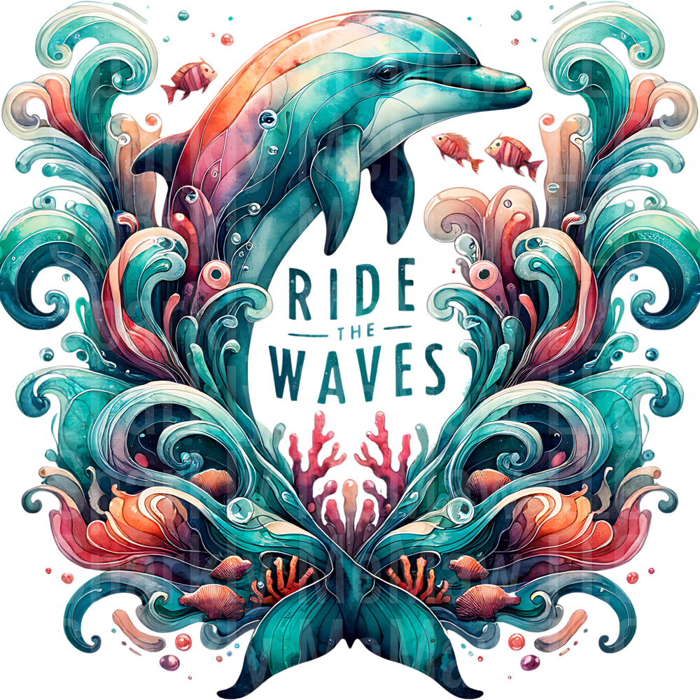 Dolphin and Waves UV DTF Decal