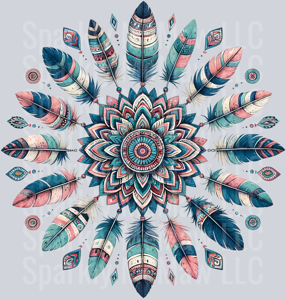 feathers mandala 9 Clip Art UV DTF Decal