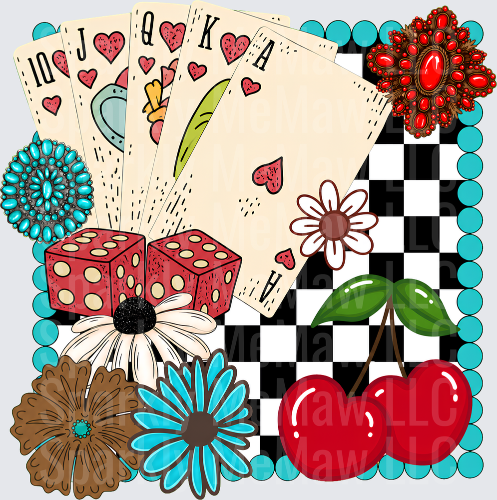 Royal Flush Lucky Charm Collage is a UV DTF Decal