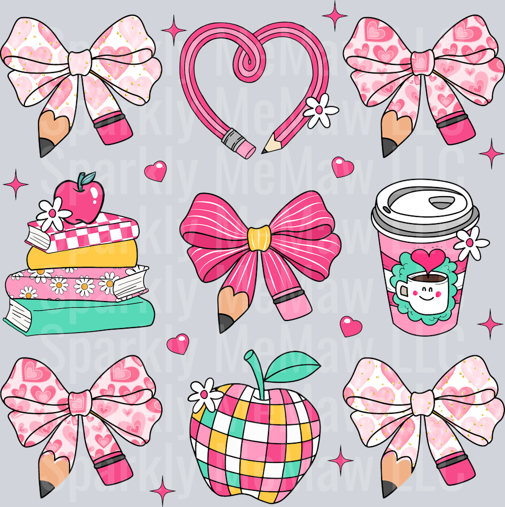 Coquette Teacher UV DTF 10x10 inch Element Sheet