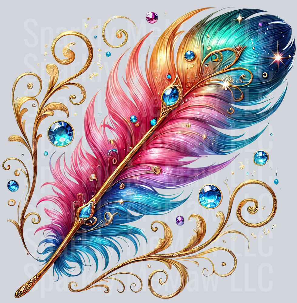 12 Fancy Feathers UV DTF Clip Art Decal