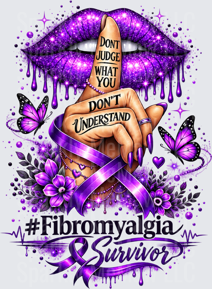 Fibromyalgia Survivor Purple Lips Design UV DTF Decal