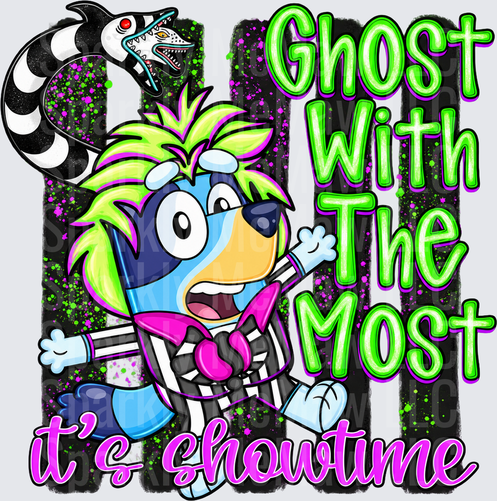 Bluey Beetlejuice Ghost With Most UV DTF Decal