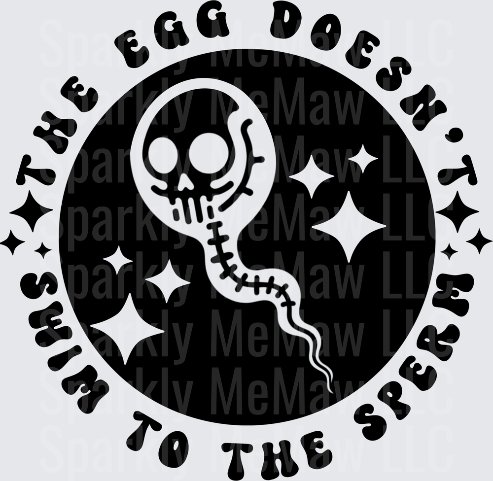 The Egg Doesn't Fall To The Sperm Ghost Skull Circle Design UV DTF Decal