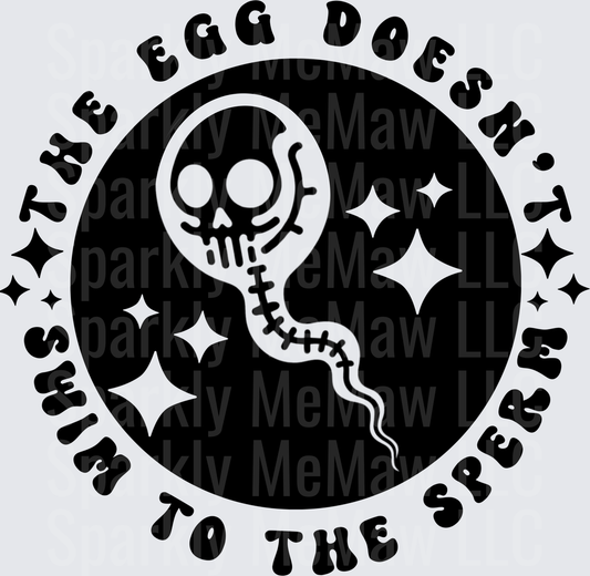 The Egg Doesn't Fall To The Sperm Ghost Skull Circle Design UV DTF Decal