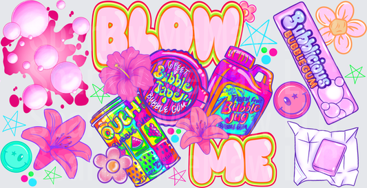 BLOW ME UV DTF Wrap with Bubble Gum and Y2K Retro Elements