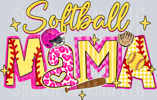 Softball Mama DTF Transfer (Fabrics)