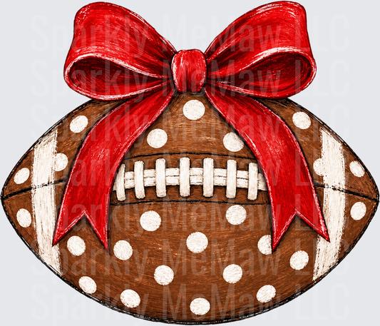 Football with Red Bow UV DTF Decal