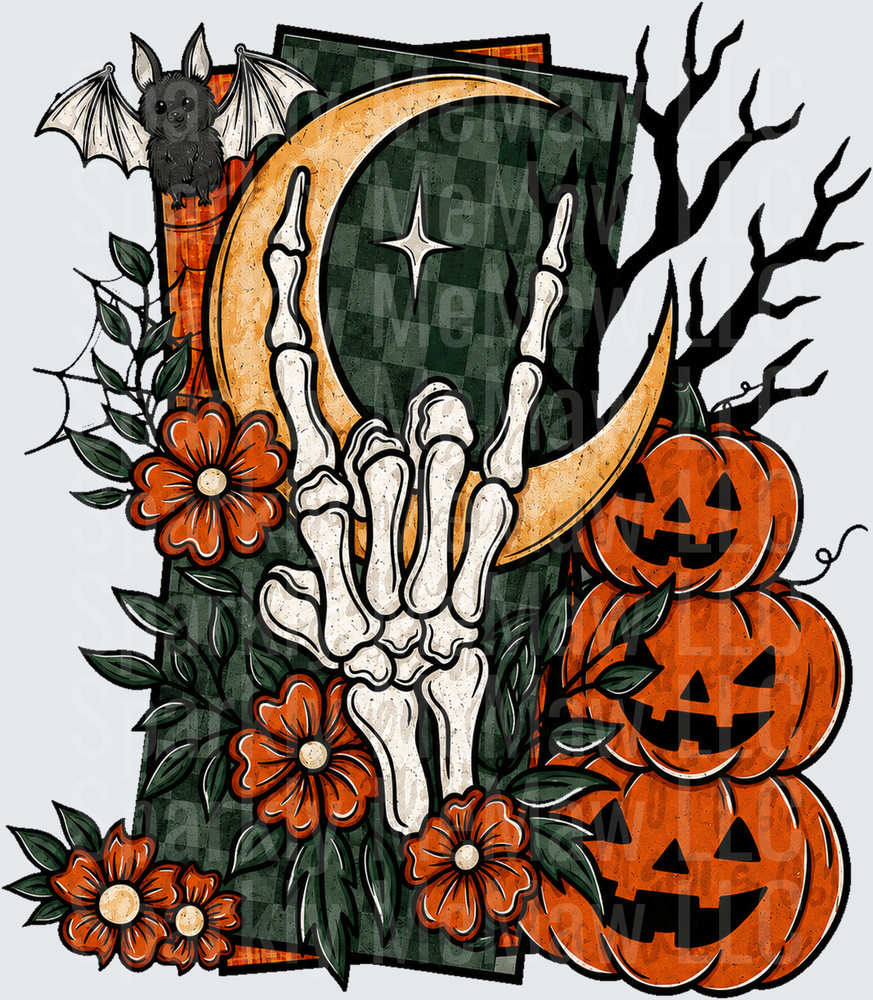 Skeleton Hand Halloween Moon UV Decal Decal