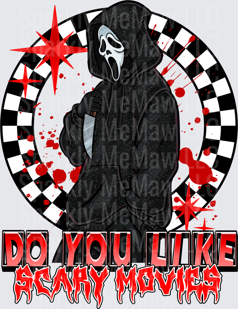 Ghostface Scream Killer Do You Like Scary Movies Horror Circle Design DTF Transfer