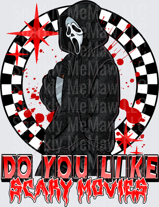 Ghostface Scream Killer Do You Like Scary Movies Horror Circle Design DTF Transfer