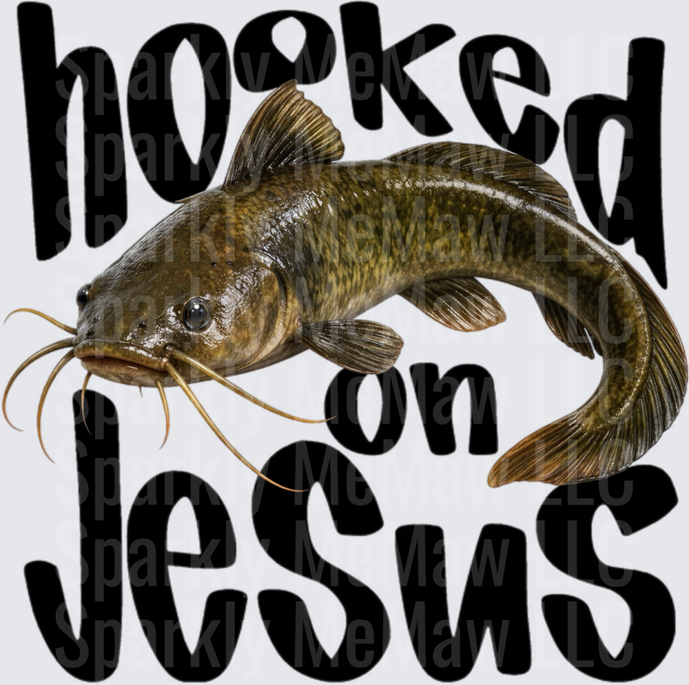Hooked on Jesus Catfish Christian Faith Design UV DTF Decal