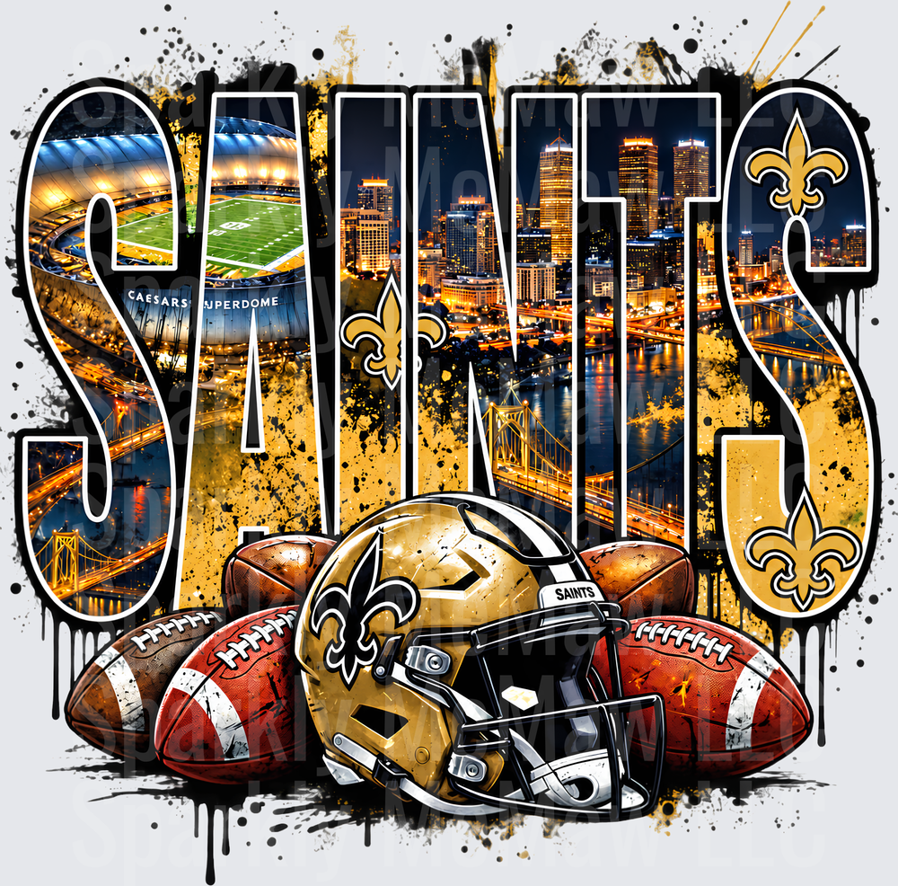 New Orleans Saints Grunge City UV DTF Decal