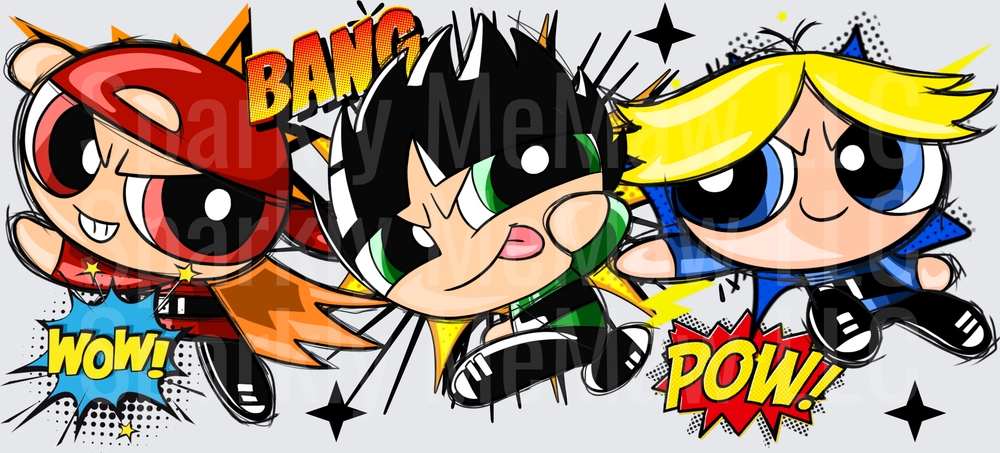 Powerpuff Girls WOW BANG POW This is a UV DTF 16 OZ Wrap