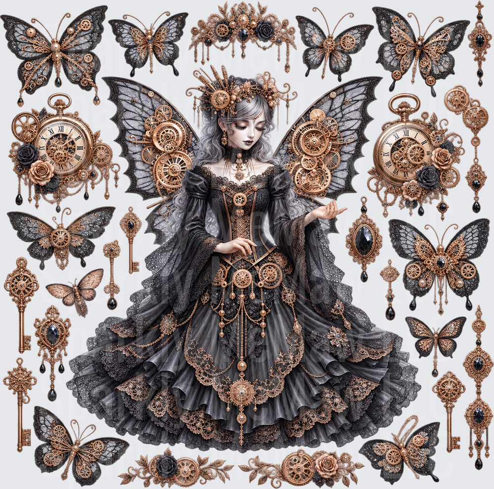 Gothic Steampunk Fairy 10x10 Cut and Stick UV Sheet