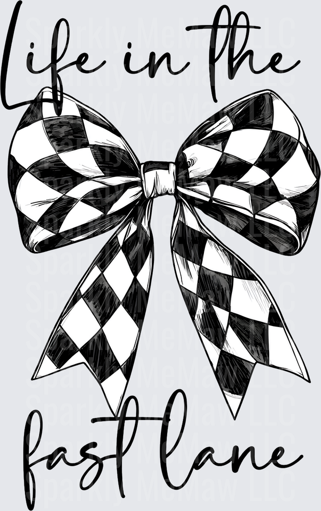Life in the Fast Lane Checkered Bow UV DTF Decal